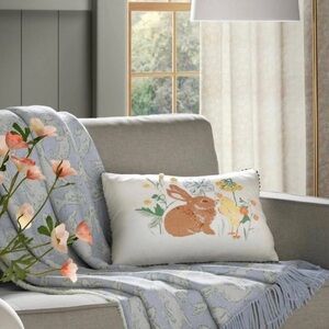 Bunny Easter Throw Blanket and Easter Lumbar Throw Pillow Bundle - Threshold